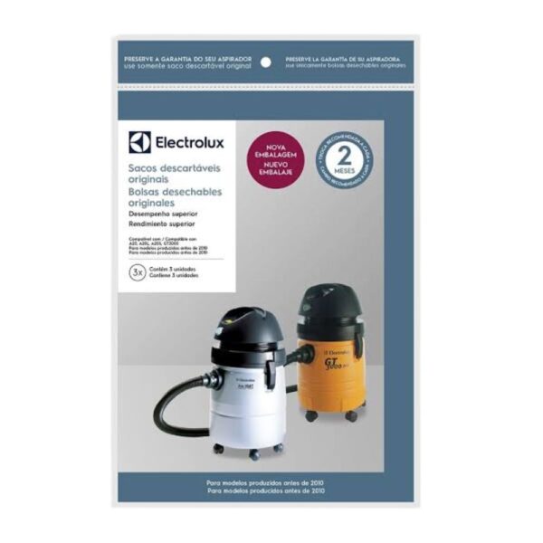 Kit 3 Sacos Descartáveis Aspirador Electrolux - A20, A20L, A20S e GT3000 produzidos antes de 2010 (CSE19)