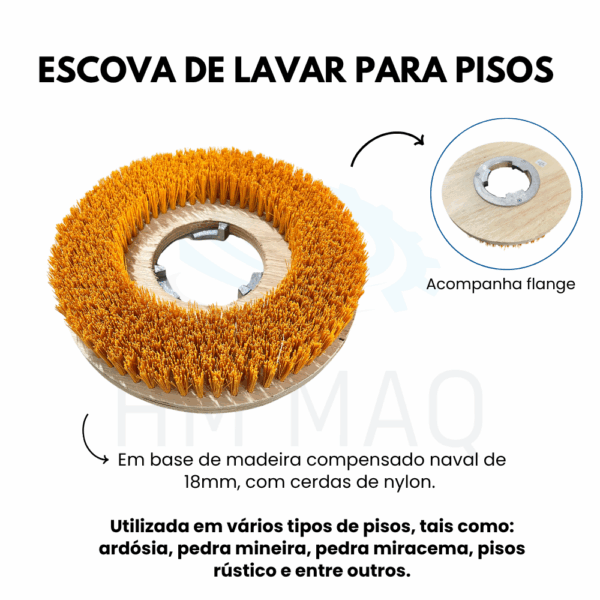 Escova de Lavar Enceradeira Industrial Schueller S-350 350mm Completa - Imagem 3